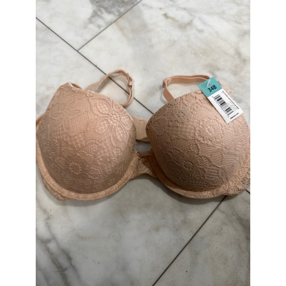 No Boundaries Allover Lace Push Up Bra Beige Nude Underwire 34B NEW
